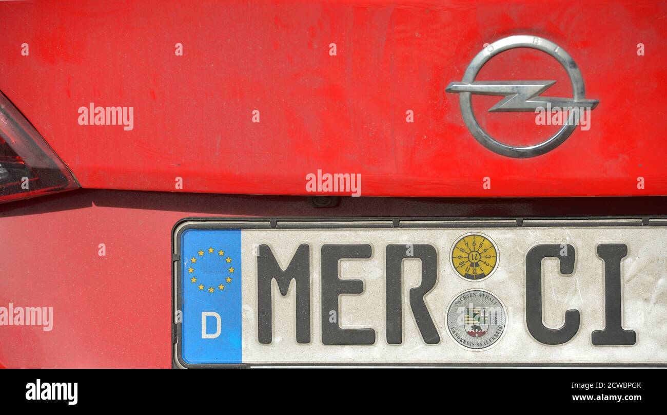 Leipzig, Germany. 23rd Sep, 2020. "MER CI" - A police license plate on a  car yields the word "Merci" when read completely. Credit: Volkmar  Heinz/dpa-Zentralbild/ZB/dpa/Alamy Live News Stock Photo - Alamy