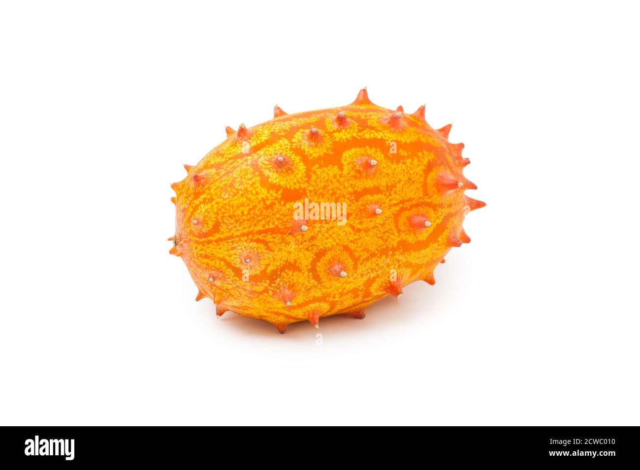 Kiwano or African horned melon isolated on white background. Hedge