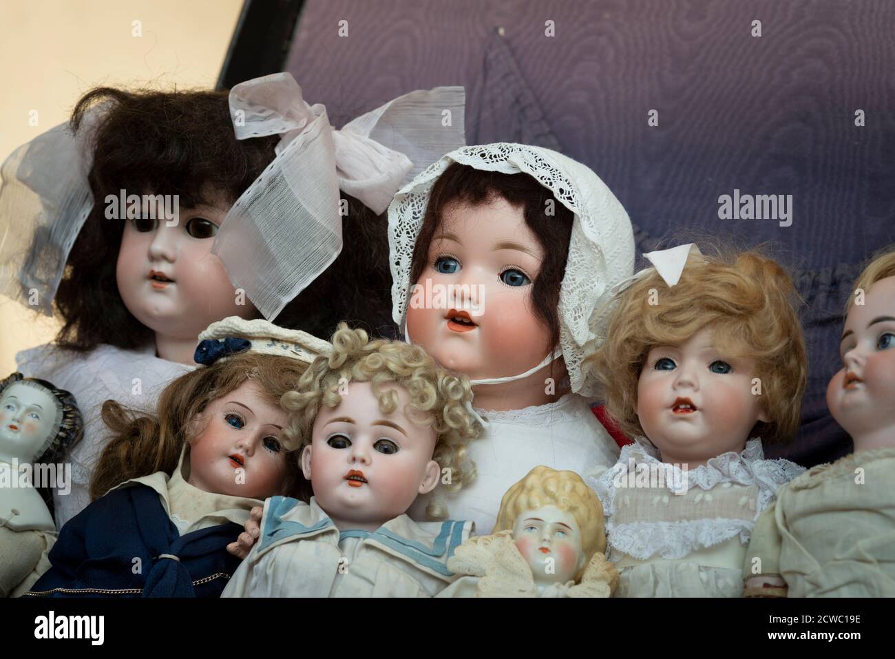 Dolls on Market Stall Stock Photo
