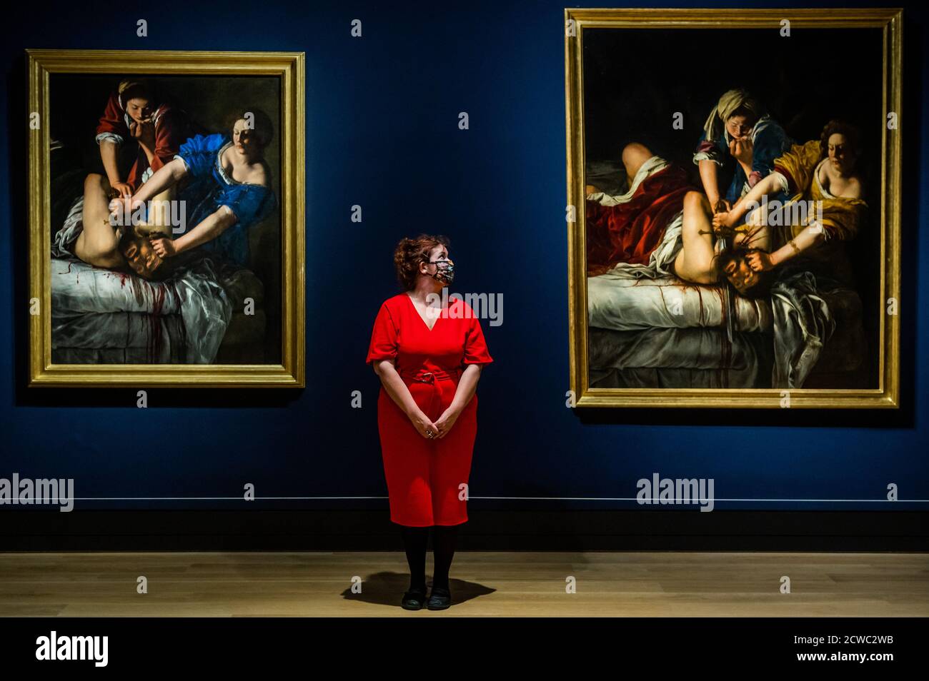 London, UK. 26th Sep 2020. Judith beheading Holofernes about 1612-13 and about 1613-14 - Artemisia: For the first time in the UK, a major monographic exhibition of the work of Artemisia Gentileschi (1593-1654 or later), opens at the National Gallery in October 2020. The inspiration is the acquisition, in 2018, of Gentileschi's Self Portrait as Saint Catherine of Alexandria (about 1615-17), the first painting by the artist to enter a UK public collection. Credit: Guy Bell/Alamy Live News Stock Photo