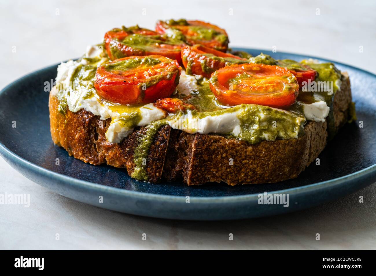 Healthy Toast Tartine with Cream Vegan Cashew Cheese Truffle Flavored