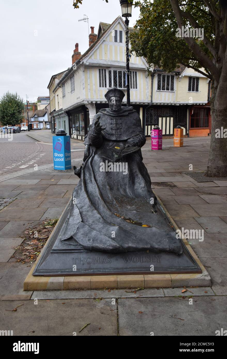 Statue of Thomas Wolsey, ipswich, suffolk, england Stock Photo