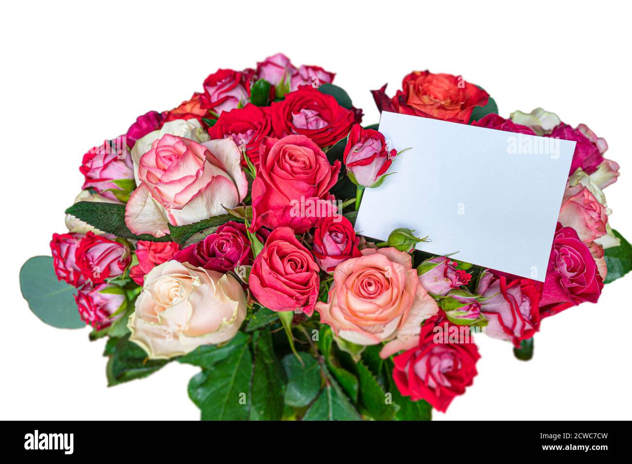 Happy Birthday Card On Flower Bouquet With Roses And Pink Ribbon On Marble  Table Stock Photo, Picture and Royalty Free Image. Image 190520062.