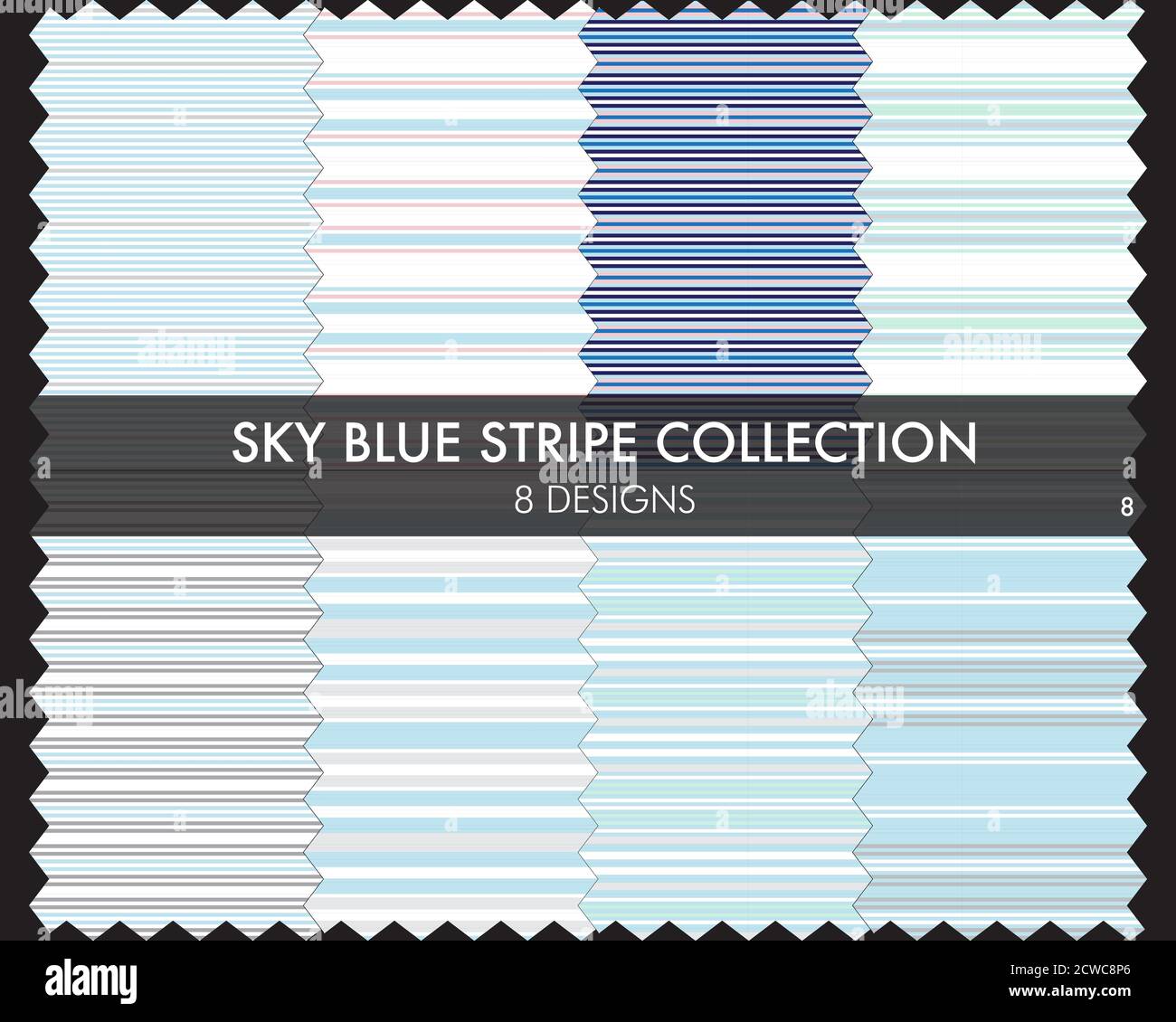 Striped seamless pattern collection includes 8 designs for fashion ...