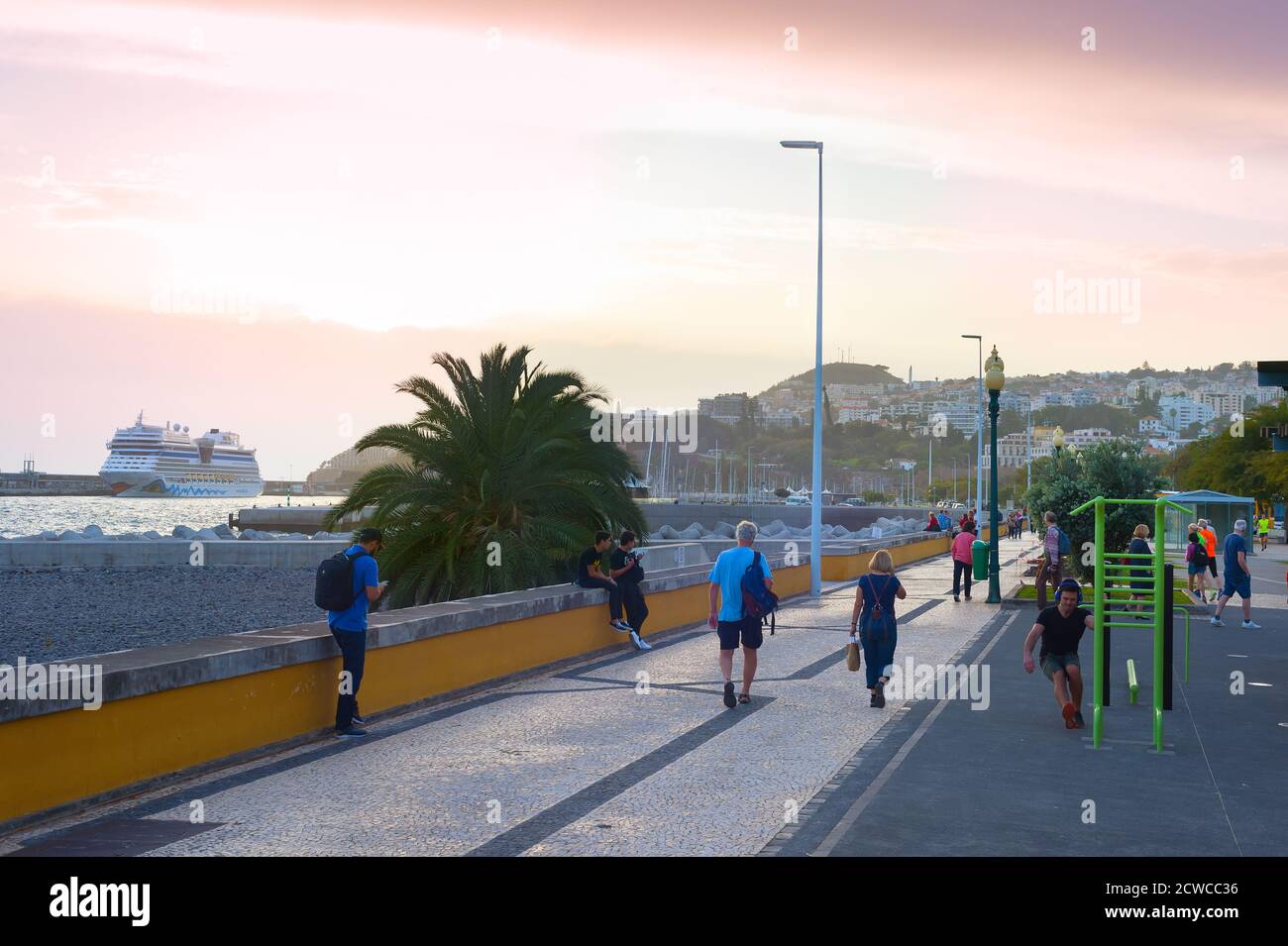 FUNCHAL, MADEIRA ISLAND, PORTUGAL FEB 04, 2020 People walking by