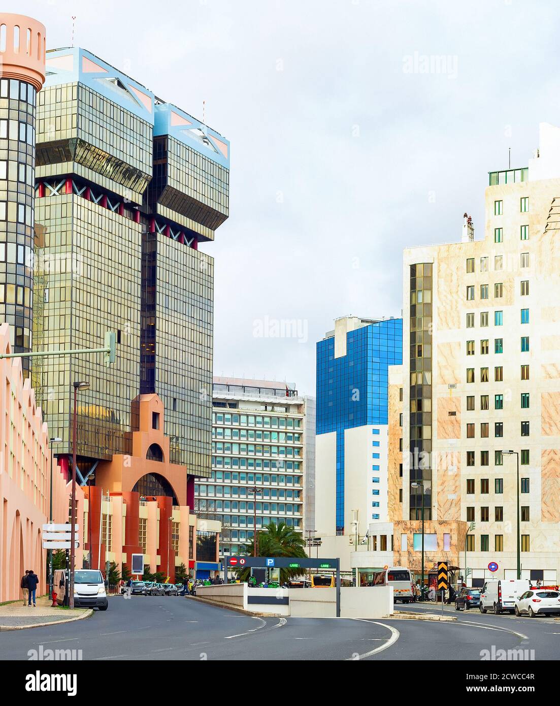 Downtow Lisbon street, cityscape with beautiful modern architecture, Portugal Stock Photo