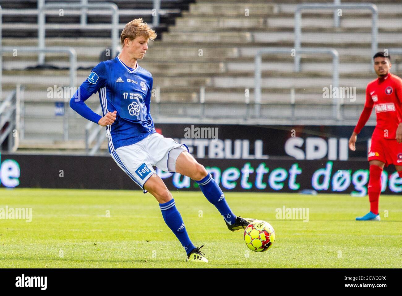 Lyngby, Denmark. 15th, September 2019. Frederik Winther (6) of Lyngby seen during the 3F Superliga match between Lyngby Boldklub and FC Midtjylland at Lyngby Stadium. (Photo credit: Gonzales Photo - Dejan Obretkovic). Stock Photo