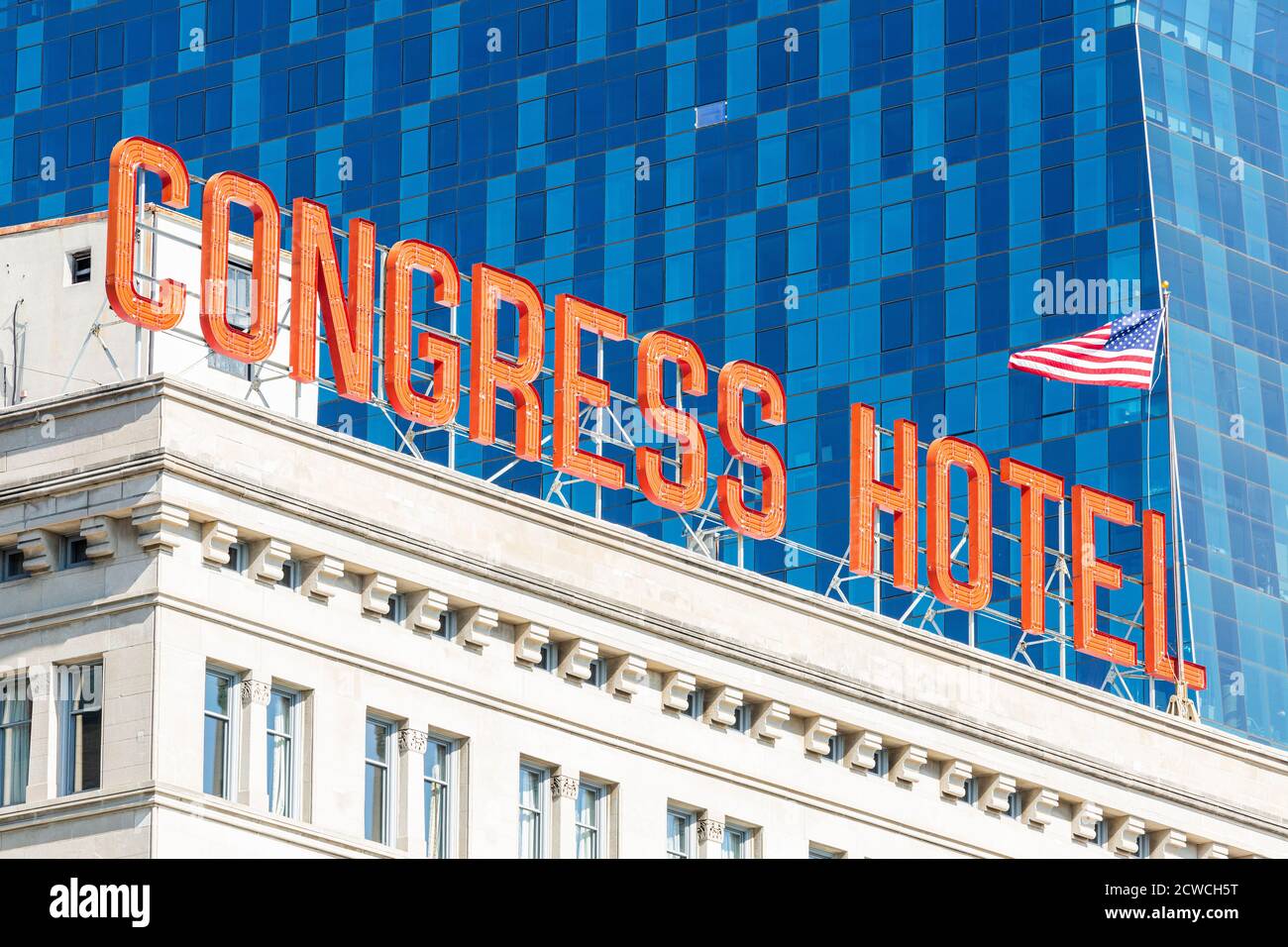 Congress Hotel on Michigan Avenue, Chicago, Illinois, USA Stock Photo
