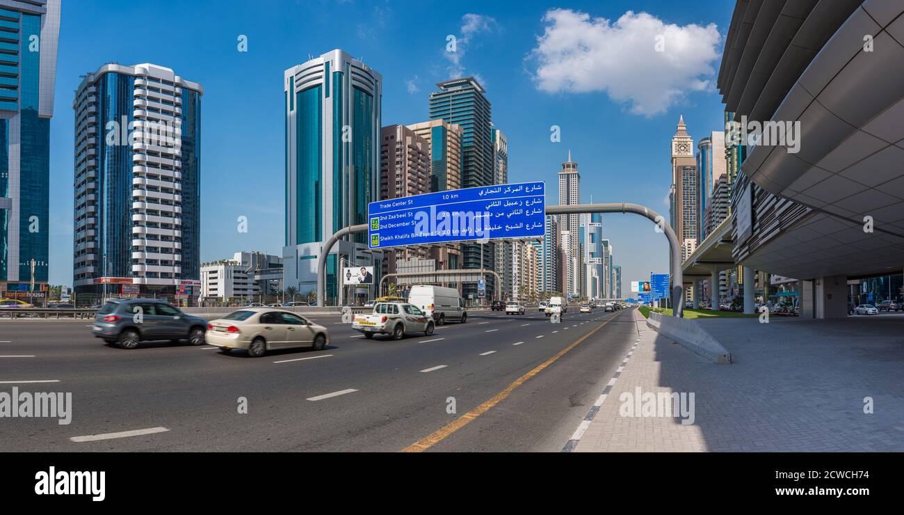 Sheikh Zayed Road, Dubai, United Arab Emirates Stock Photo