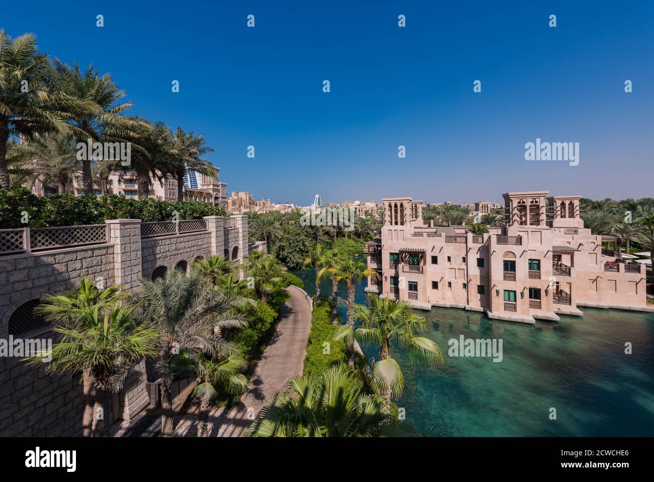 Jumeirah Al Qasr hotel grounds near Souk Madinat Jumeirah, Dubai, United Arab Emirates Stock Photo