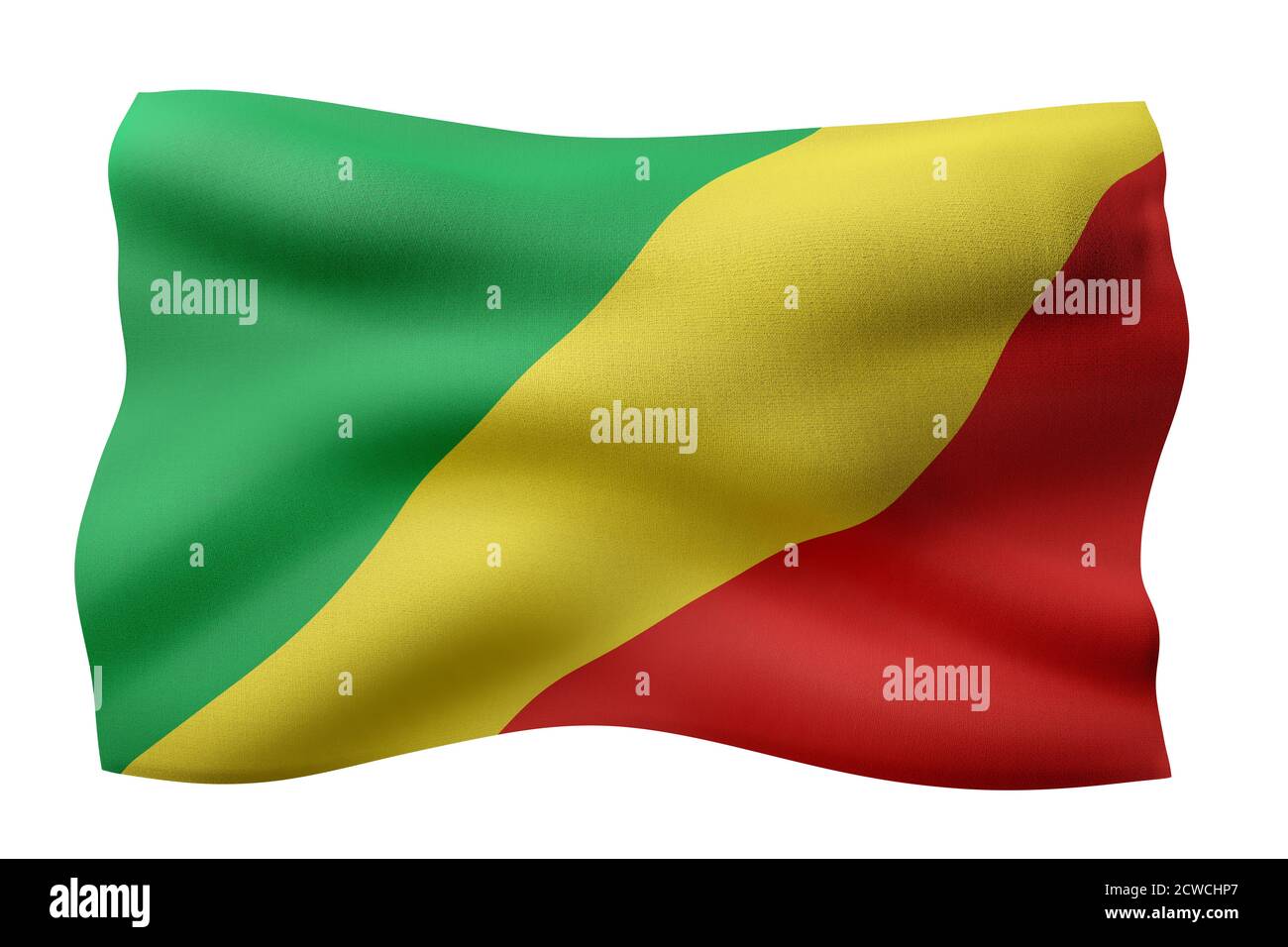 3d rendering of a national Republic of Congo flag isolated on white ...