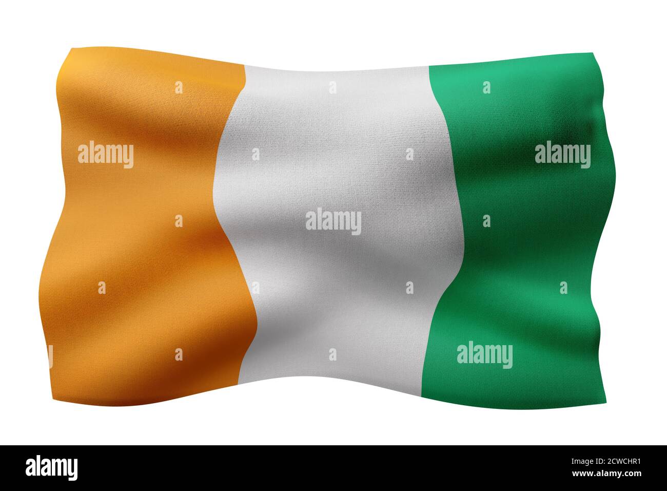 3d rendering of a national Ivory Coast flag isolated on white ...