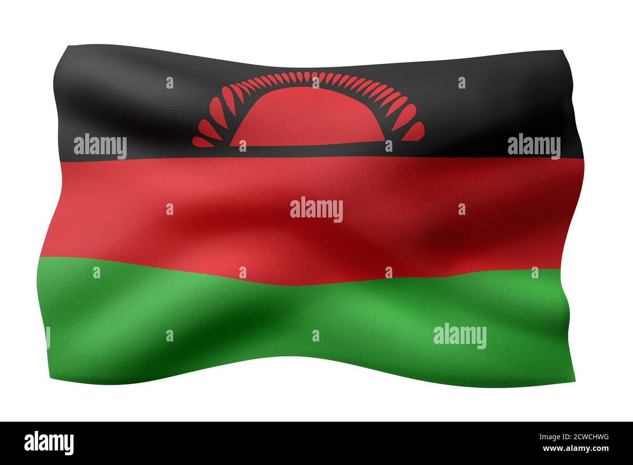 3d rendering of a national Malawi flag isolated on white background ...