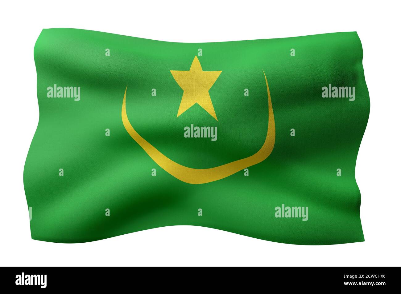 3d rendering of a national Mauritania flag isolated on white background ...