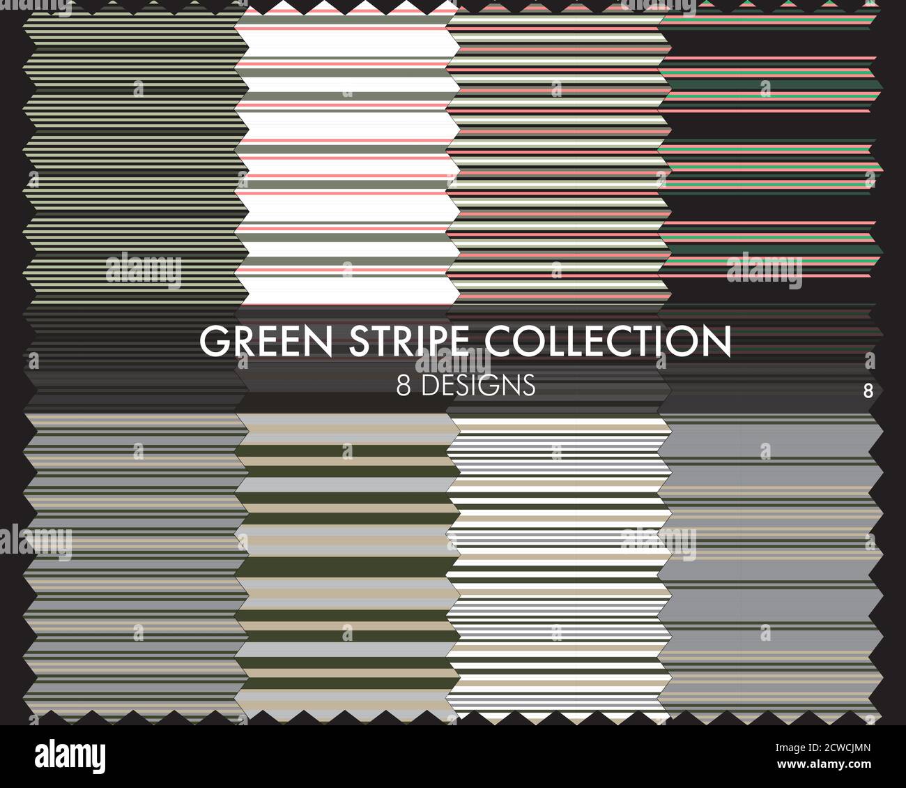 Striped seamless pattern collection includes 8 designs for fashion ...