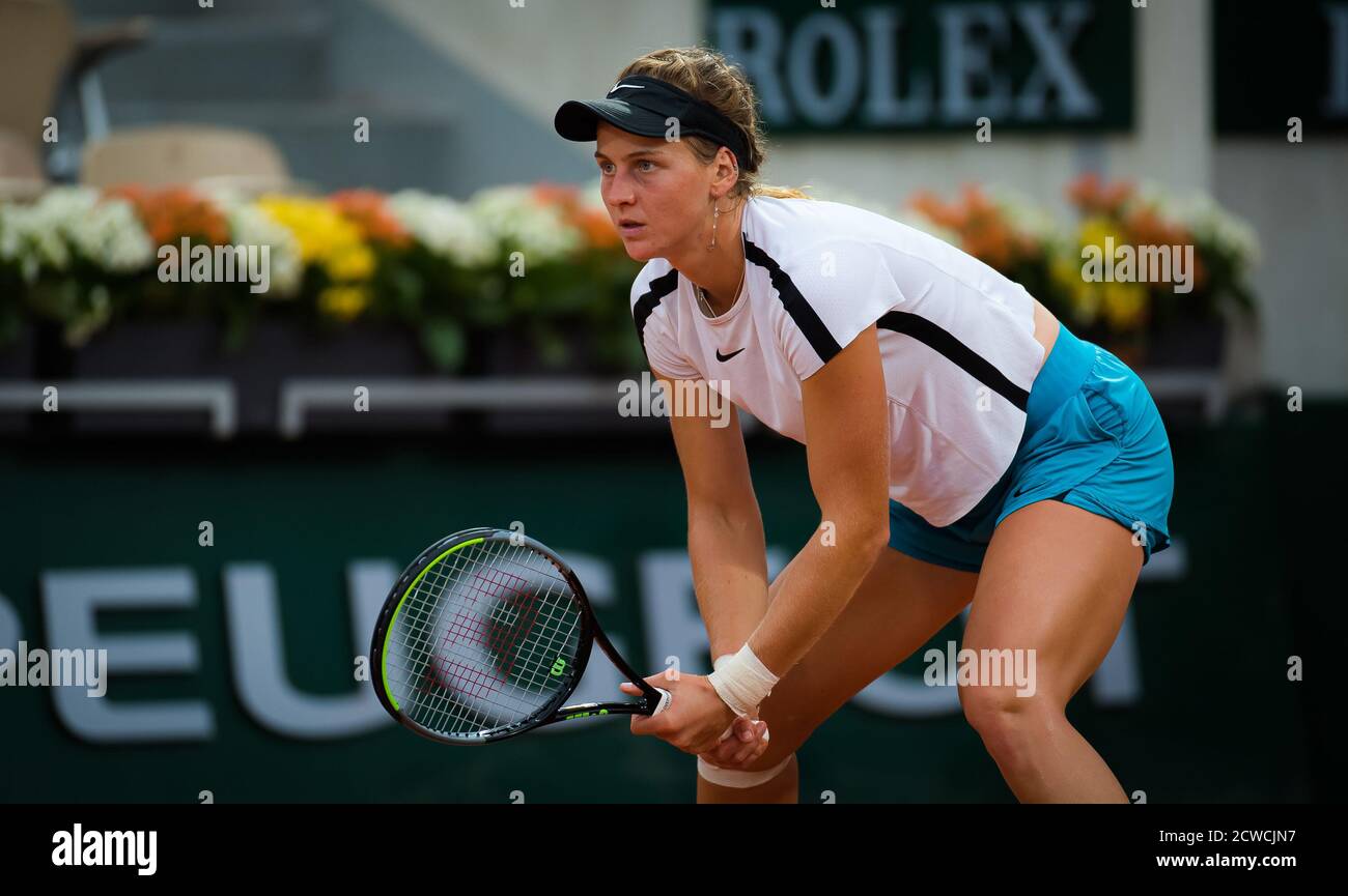 Liudmila Samsonova of Russia in action during the first round at the Roland  Garros 2020, Grand Slam tennis tournament, on September 29, 2020 at Roland  Garros stadium in Paris, France - Photo