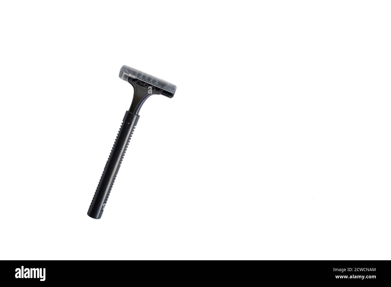 Disposable black razor isolated on white background Stock Photo