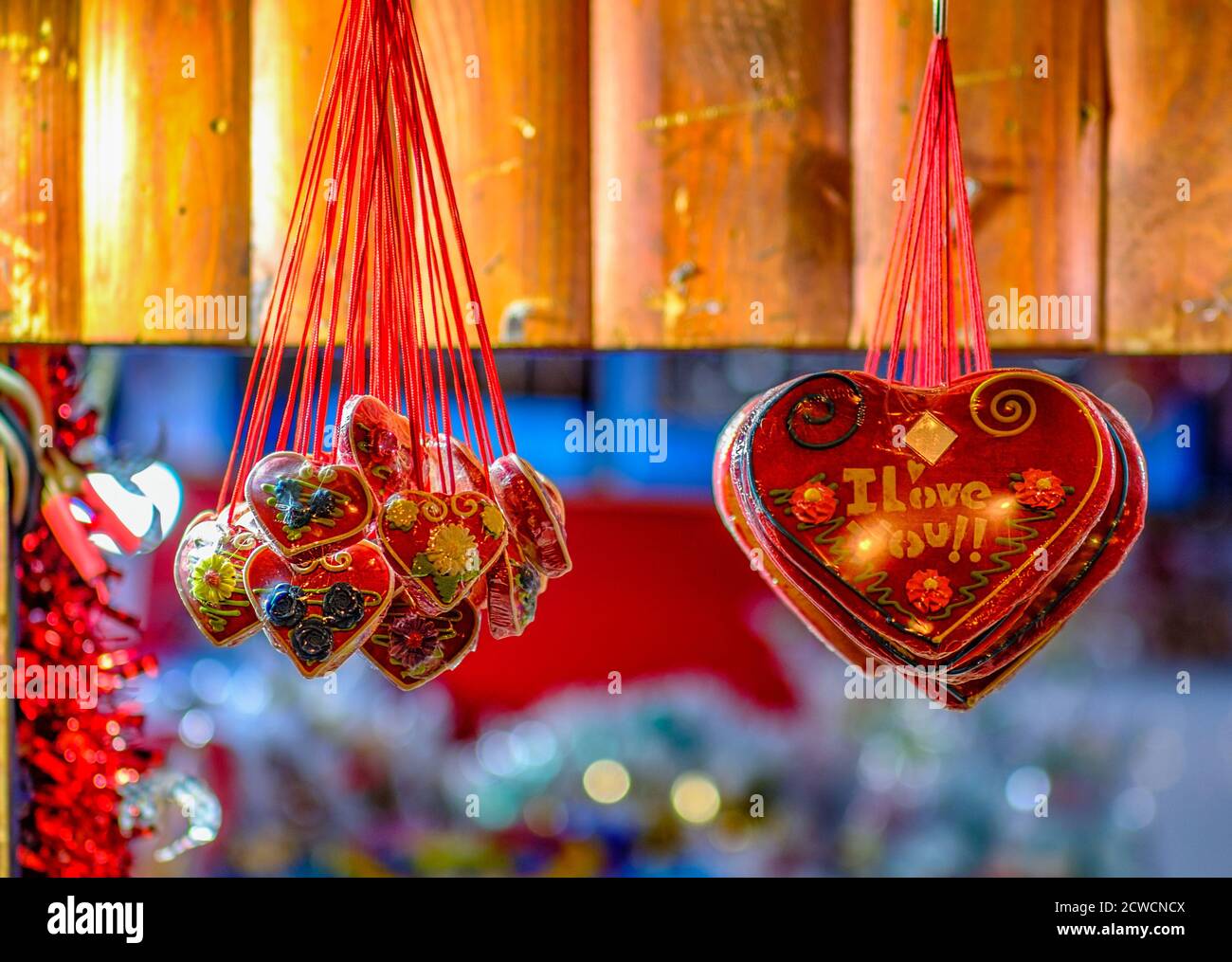 Belgrade / Serbia - December 15, 2019: Sweets and souvenirs at a Belgrade Christmas market in pedestrian Knez Mihailova street in Belgrade, Serbia Stock Photo