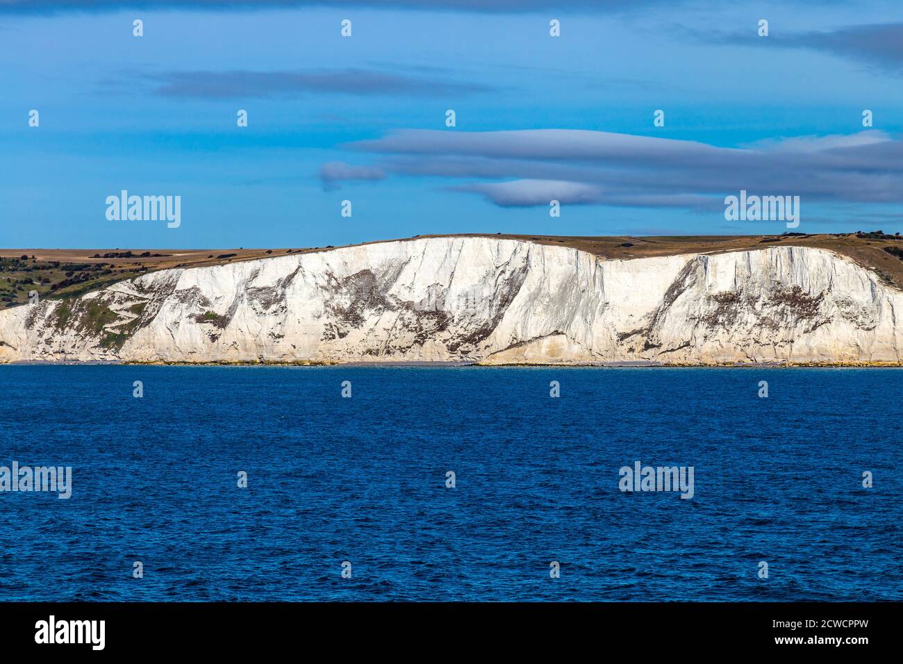 White cliffs alonge the Dover coastline, UK Stock Photo