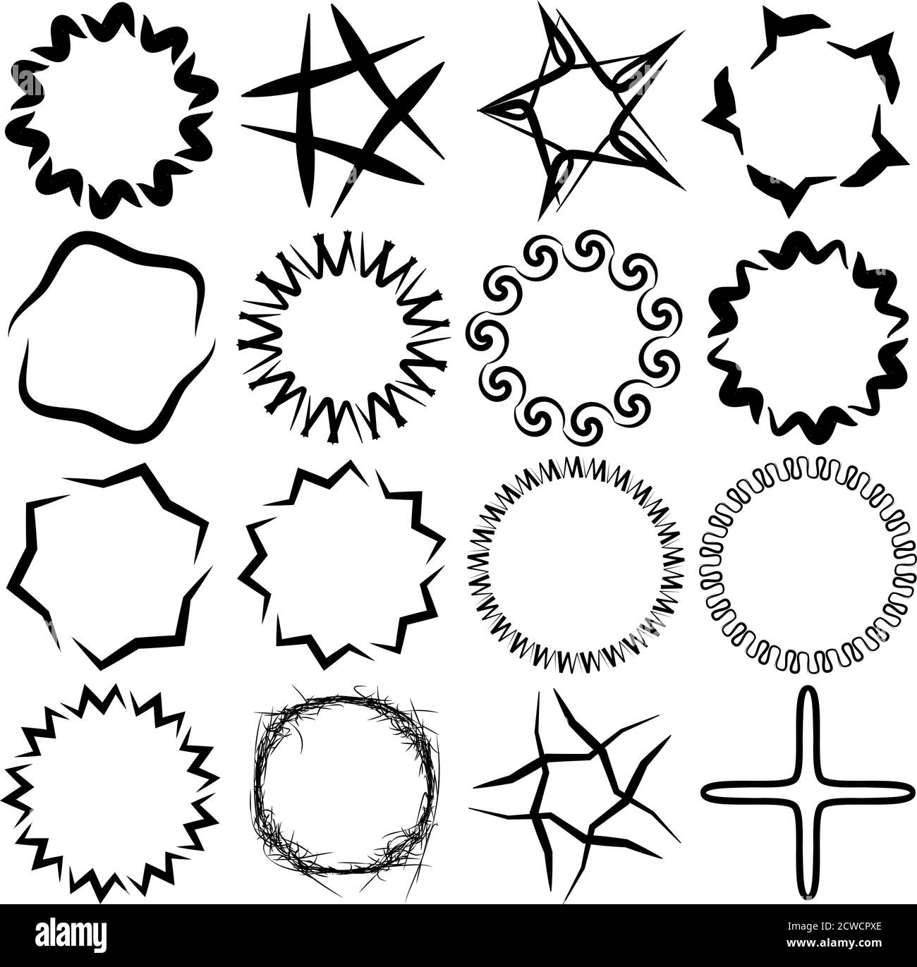 abstract black and white circular, concentric and radial contour, outline  mandala, motif logo shape, design element, clip-art set Stock Vector Image  & Art - Alamy