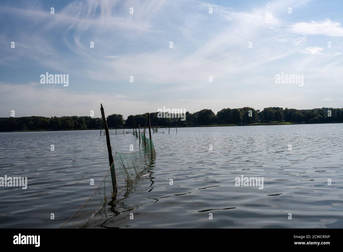 A beautiful scenery of a fishing net in a lake one of the latest days ...