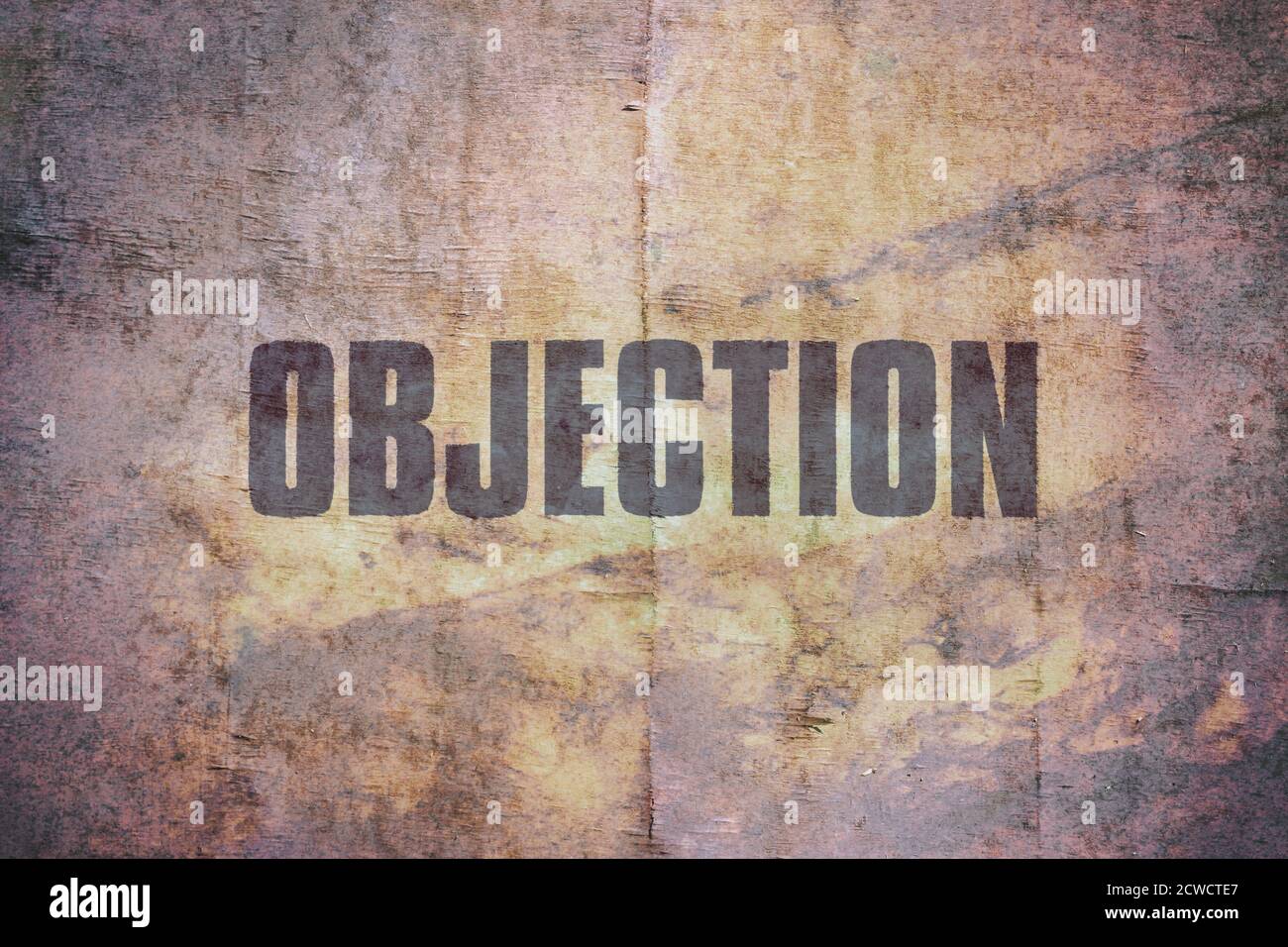 Word Objection written on vintage grunge background Stock Photo