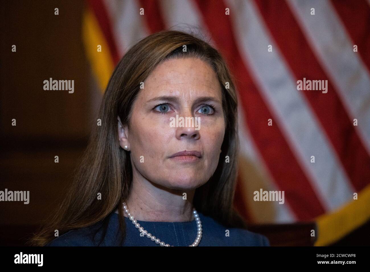 Washington, United States. 29th Sep, 2020. Judge Amy Coney Barrett, President Donald Trump's nominee to the Supreme Court, meets with Republican Senators at the Capitol in Washington, DC on Tuesday, September 29, 2020. The Senate confirmation hearings begin on October 12th. Pool photo by Graeme Jennings/UPI Credit: UPI/Alamy Live News Stock Photo
