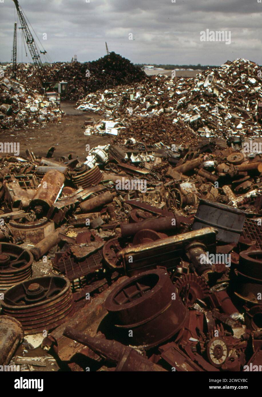 Scrap metal yard on the waterfront Rhode Island ca. May 1973 Stock