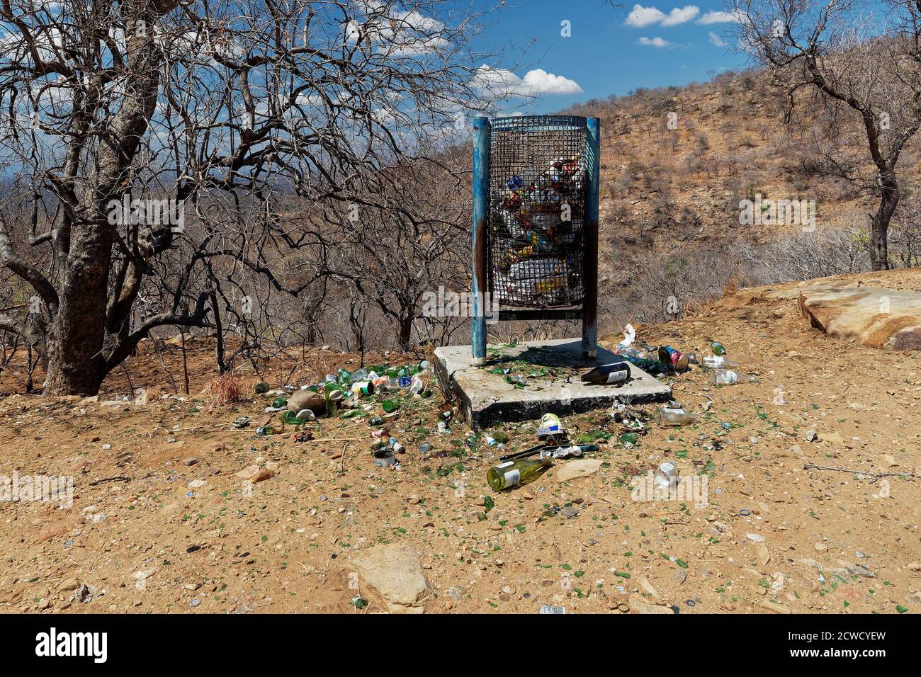 Garbage scenery in Zimbabwe, Africa with a lot of rubbish and trash