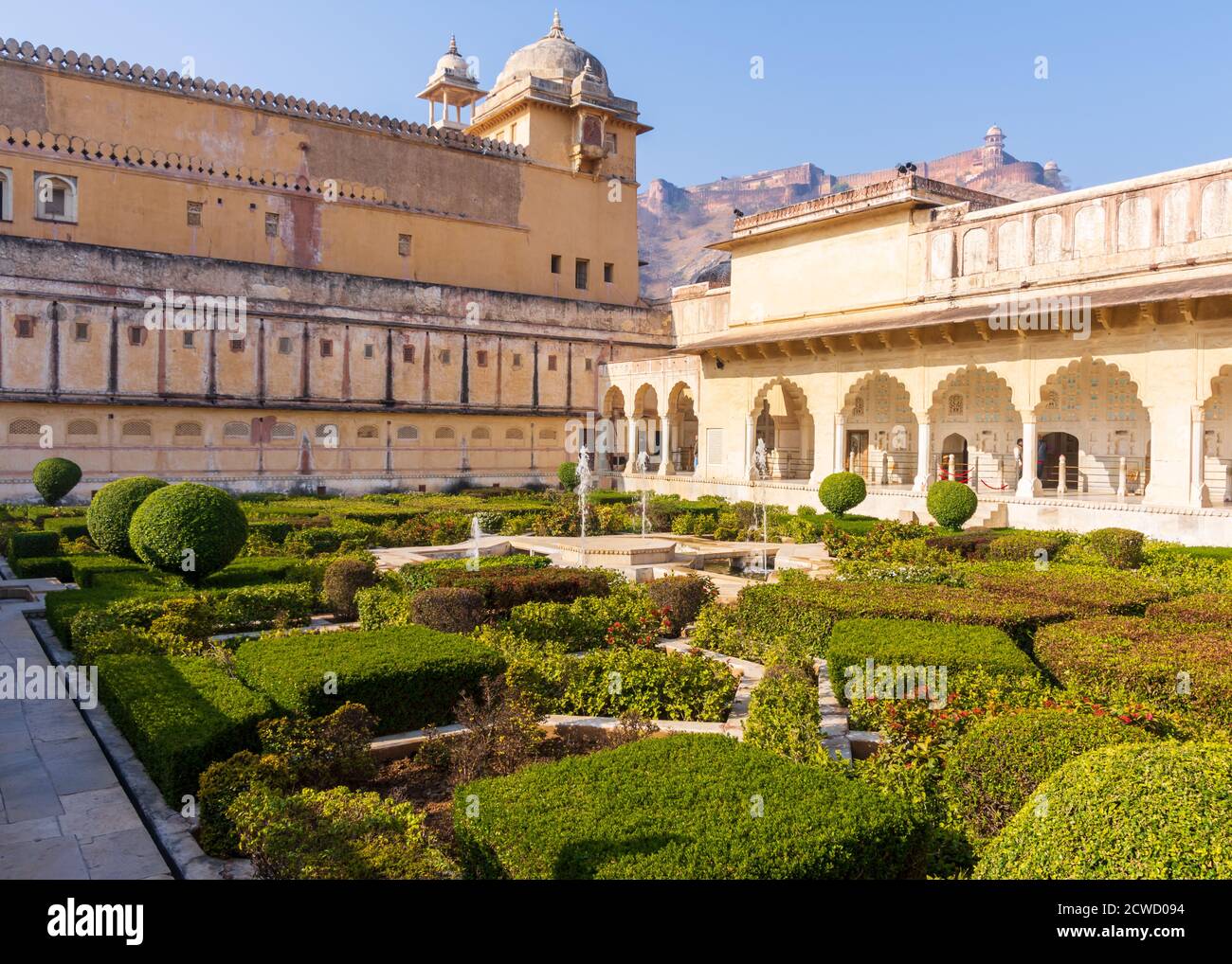 Inside the courtyard of the Amber Fort, one of the major tourist attractions in Jaipur, India Stock Photo
