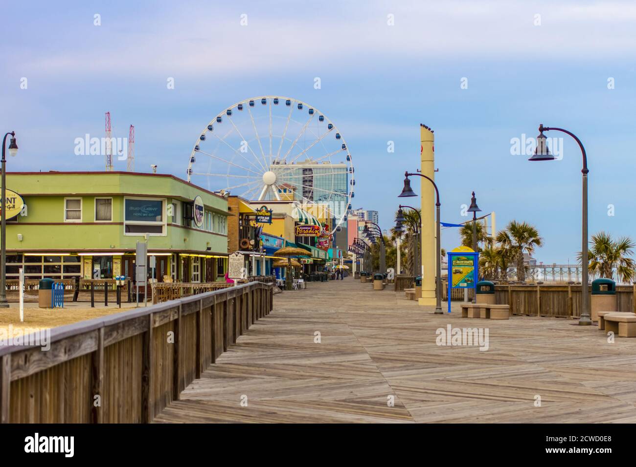 Myrtle Beach boardwalk in the downtown district of the Atlantic coastal town in South Carolina
