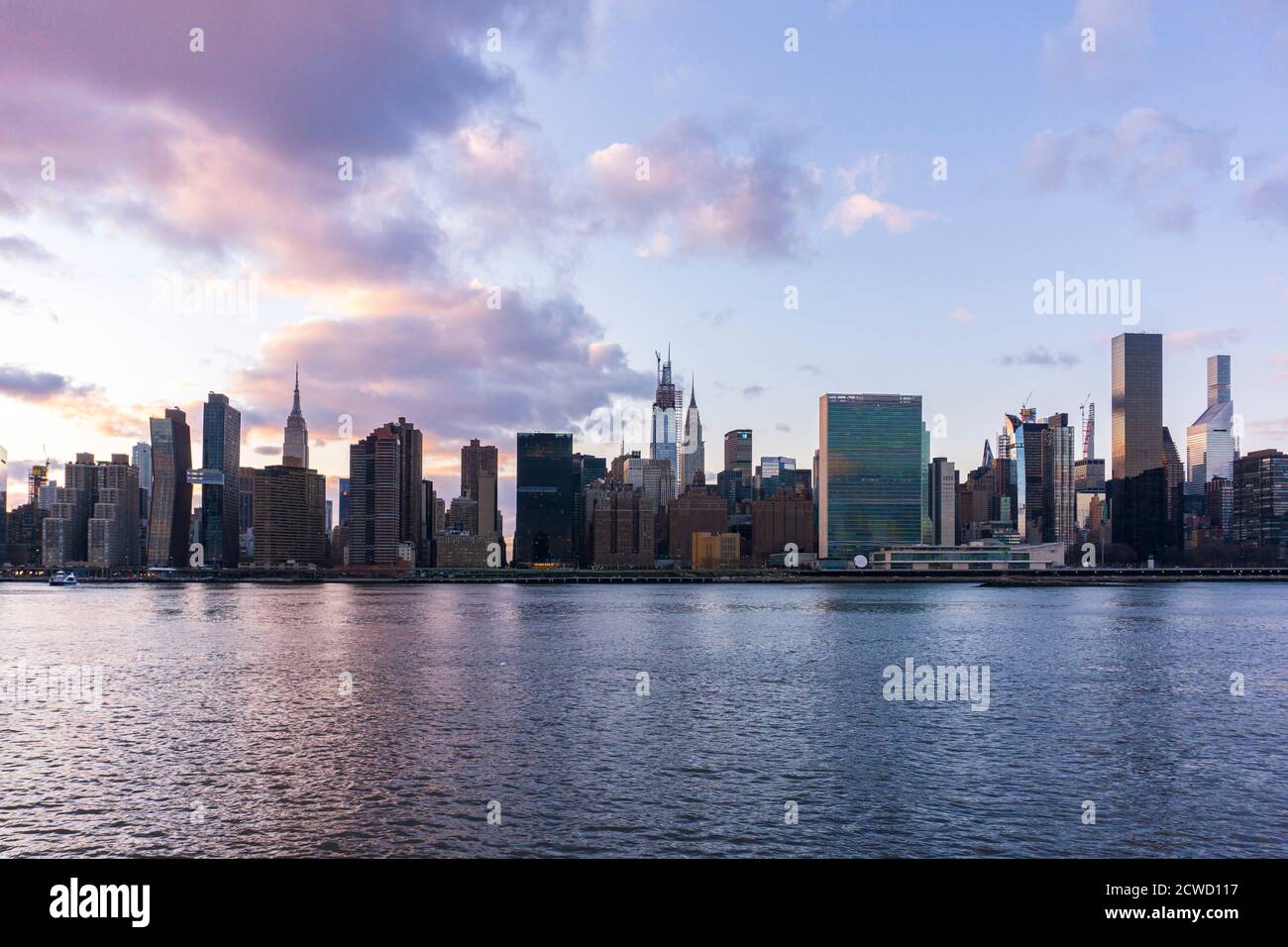 An aerial view of NYC skyline. Skyscrapers of midtown in Manhattan ...