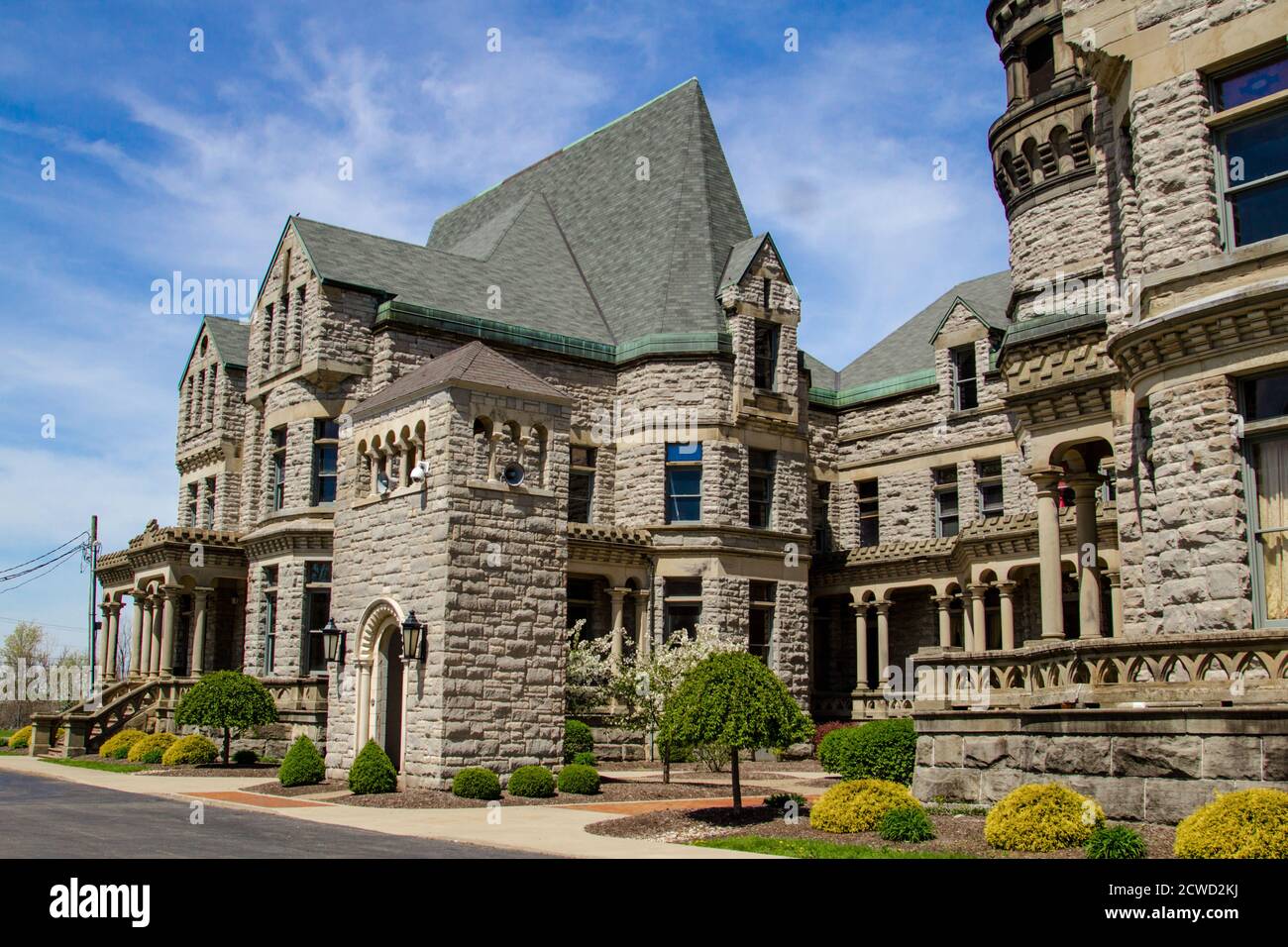 Exterior of the historic Ohio State Reformatory. Built in 1886, the prison was closed in 1990 and is now a popular tourist site that offers tours Stock Photo
