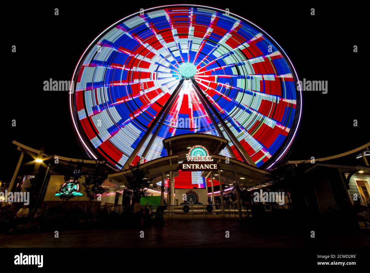 Pigeon Forge, Tennessee, USA - May 15, 2017: The Great Smoky Mountain Sky Wheel located at the Island amusement and shopping mall in Pigeon Forge. Stock Photo