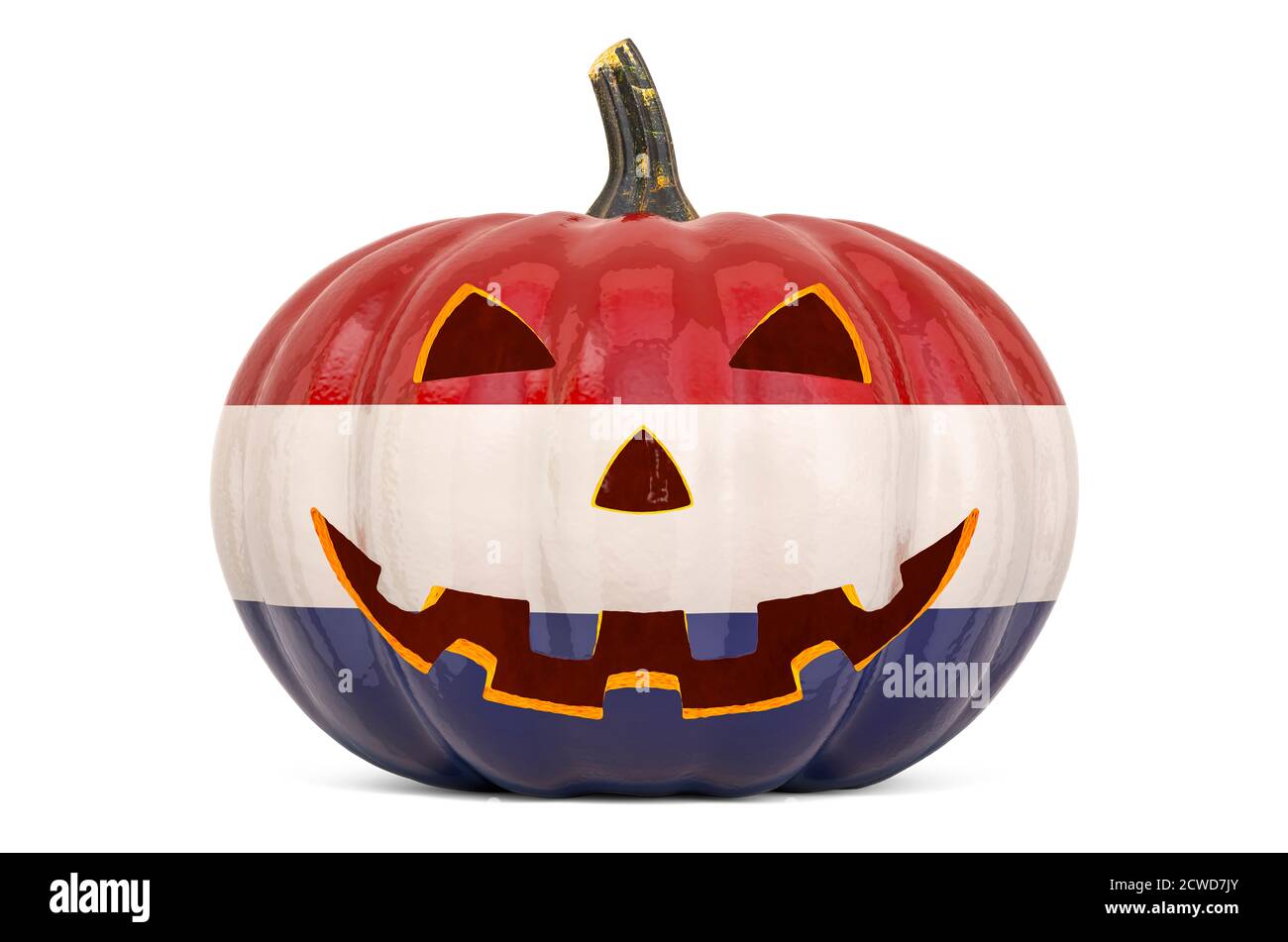 Halloween in the Netherlands concept. Evil carved pumpkin with Holland