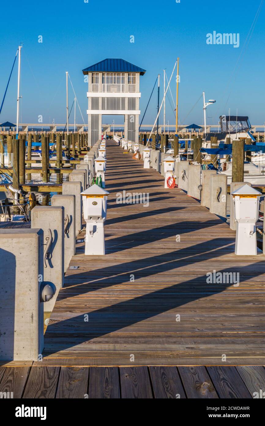 Pier at the marina in Bay St. Louis, Mississippi, USA Stock Photo