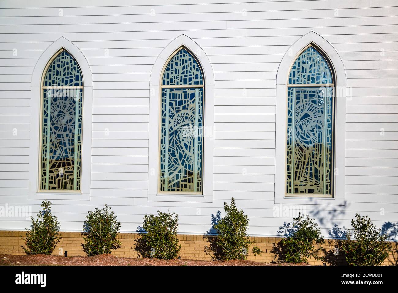 Stained glass windows at St Paul Catholic Chapel in Pass Christian