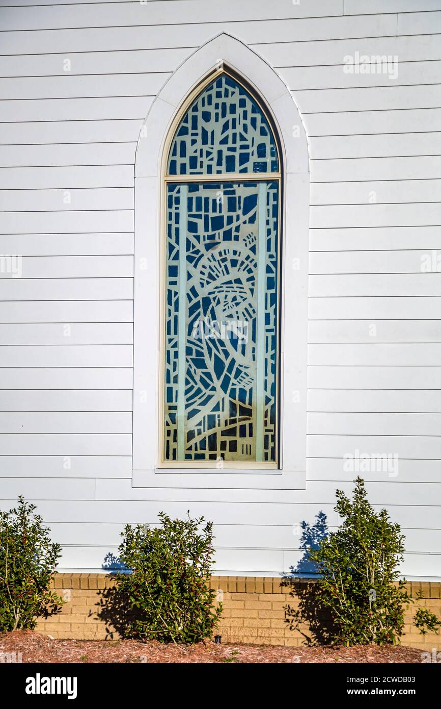 Stained glass windows at St Paul Catholic Chapel in Pass Christian