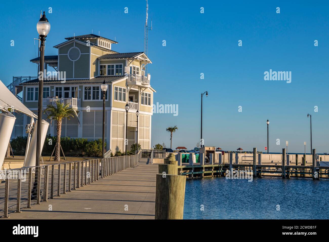 Harbormaster's office building at the Gulfport Small Craft Harbor in