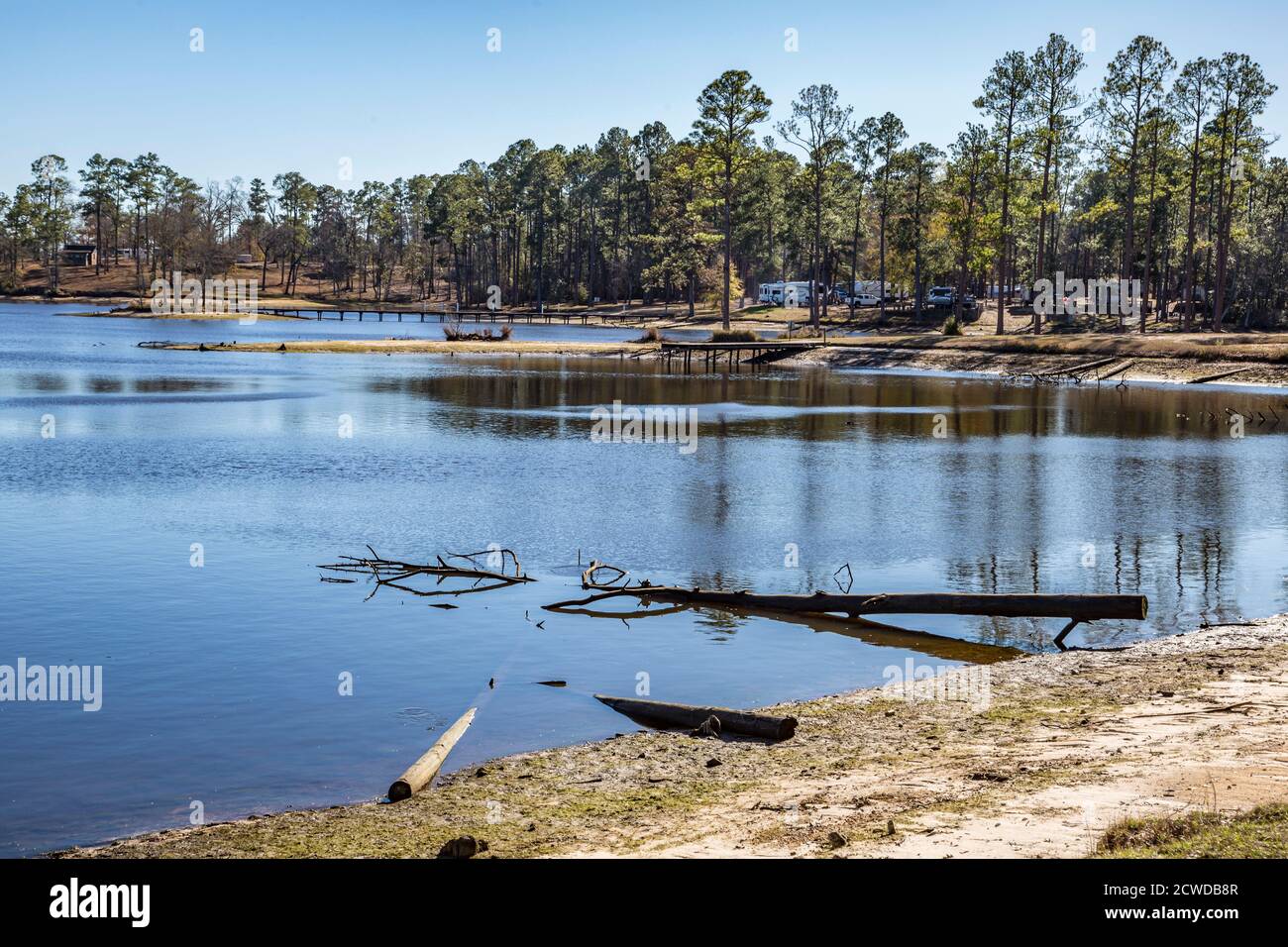 Low water in Geiger Lake at the Paul B. Johnson State Park near ...