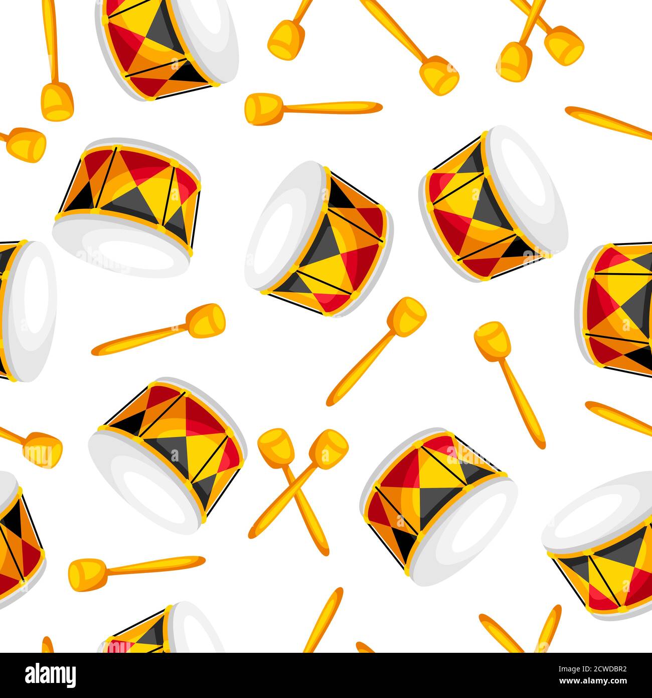 Seamless pattern with carnival drums. Stock Vector