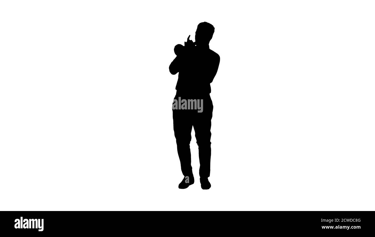 Silhouette African american musician playing the trumpet express Stock Photo