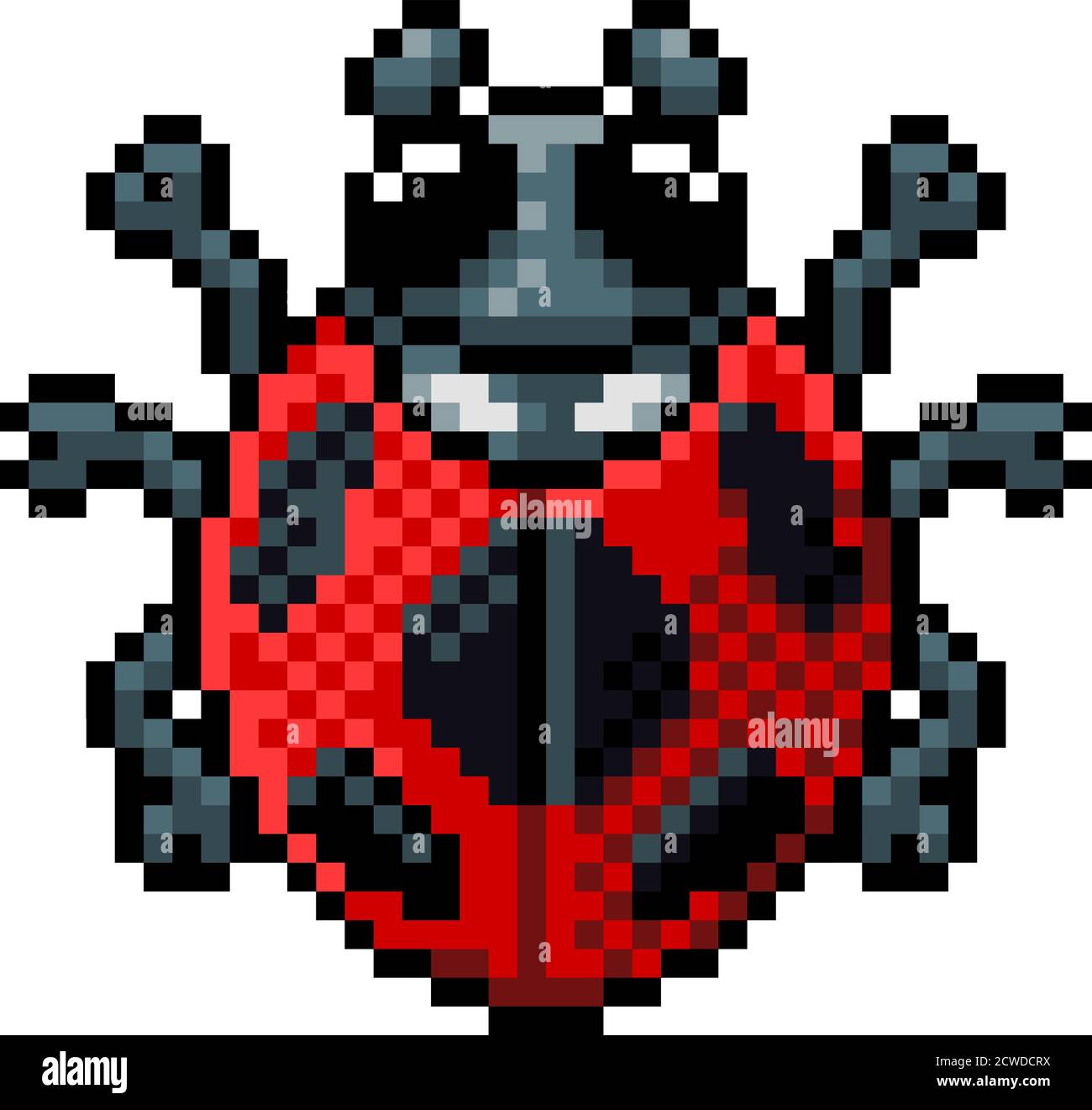 Ladybug Bug Insect Pixel Art Game Cartoon Icon Stock Vector