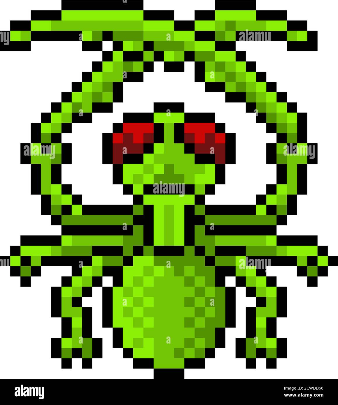 Praying Mantis Bug Insect Pixel Art Game Icon Stock Vector