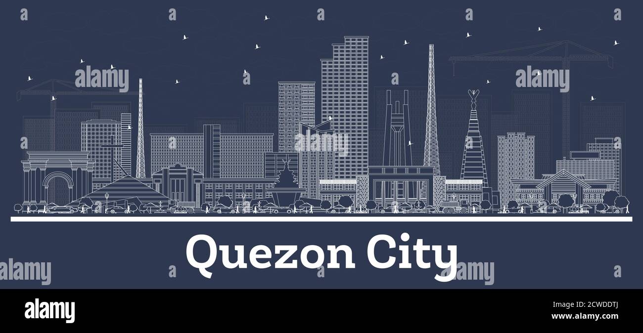Outline Quezon City Philippines Skyline With White Buildings Vector Illustration Business Travel And Concept With Historic Architecture Stock Vector Image Art Alamy