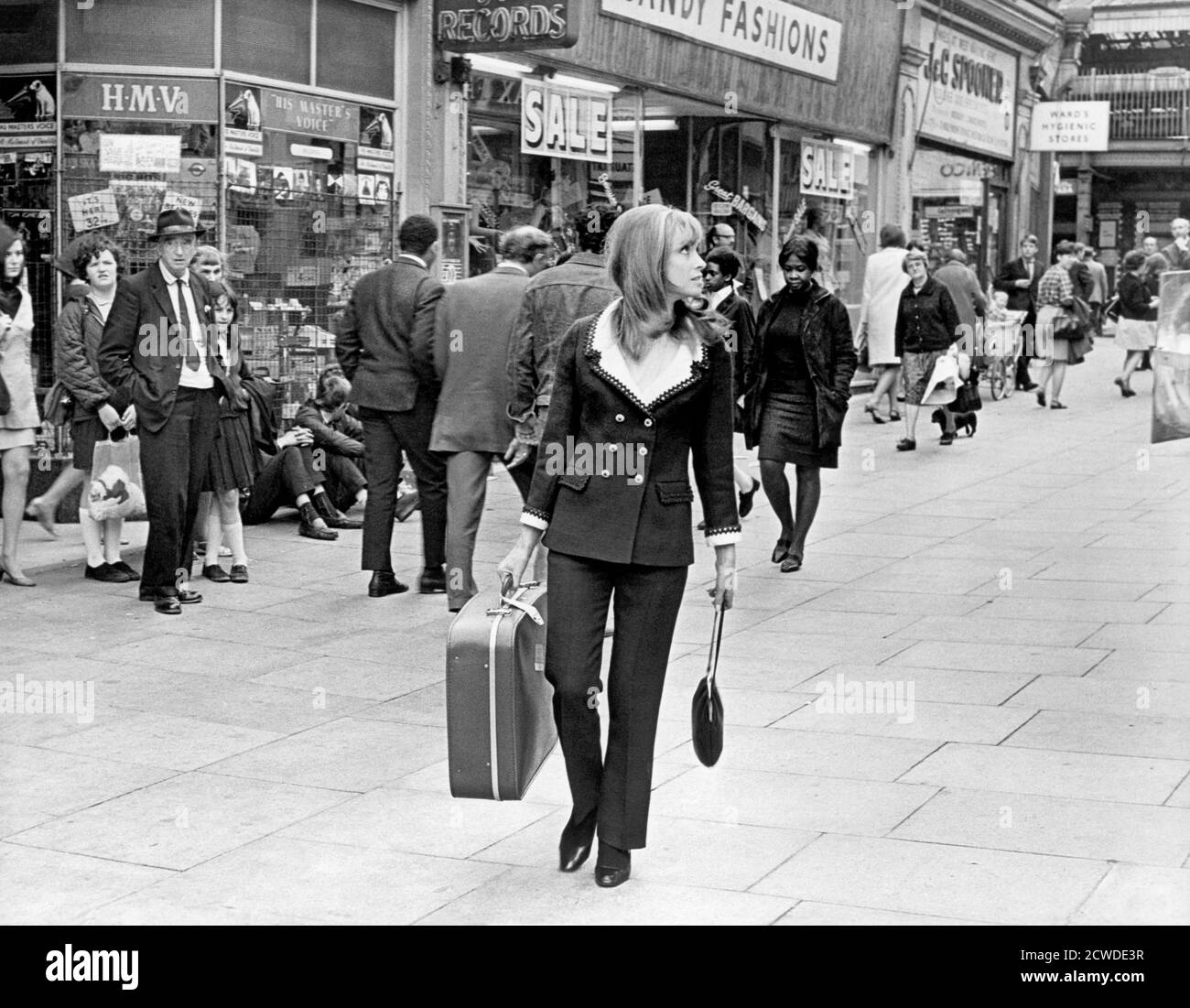 Suzy Kendall, on-set of the British Film, 'Up the Junction', Paramount Pictures, 1967 Stock Photo