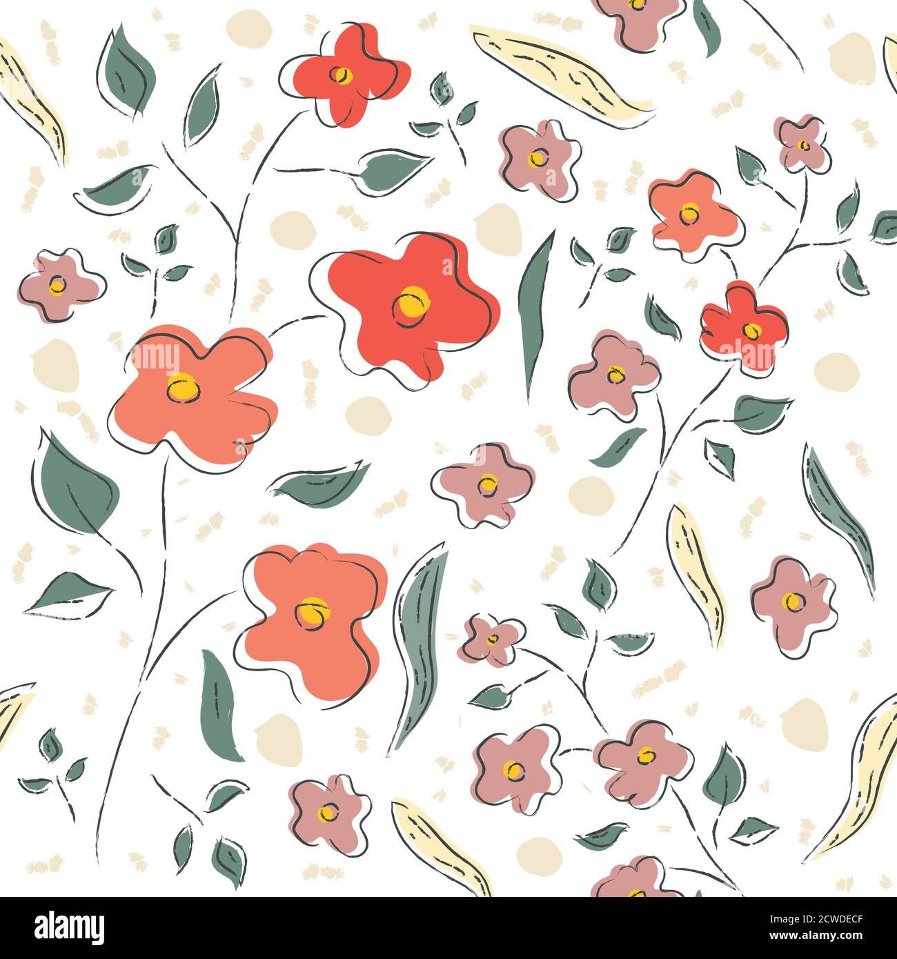 Floral Seamless Pattern. Hand Drawn. Vector Illustration Stock Vector ...