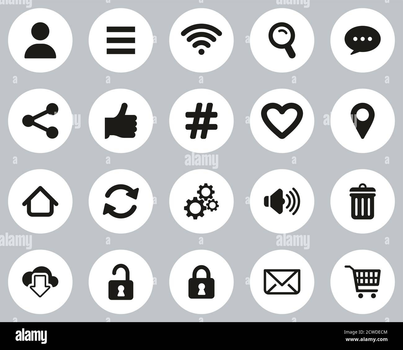 Social Media Icons Black And White Circle