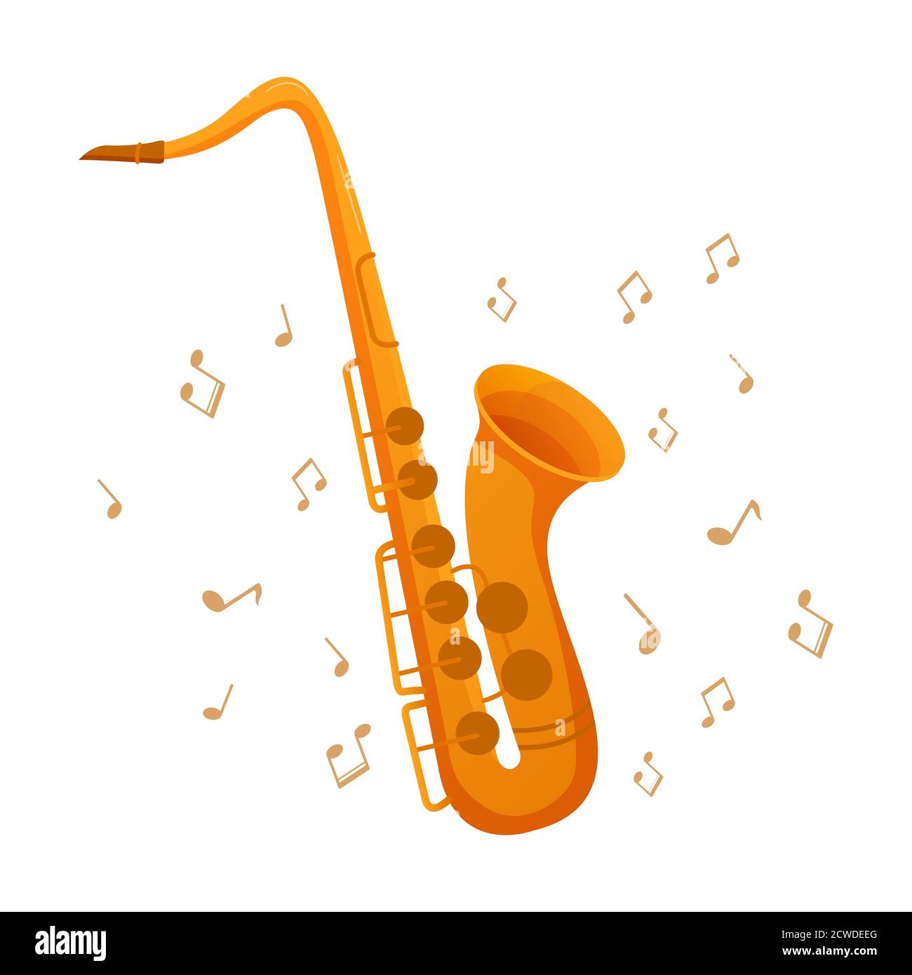 Saxophone musical instrument and music notes. Concept icons for clubs
