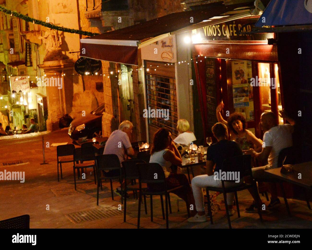 Vino's Cafe Bar in Valletta, Malta. Stock Photo